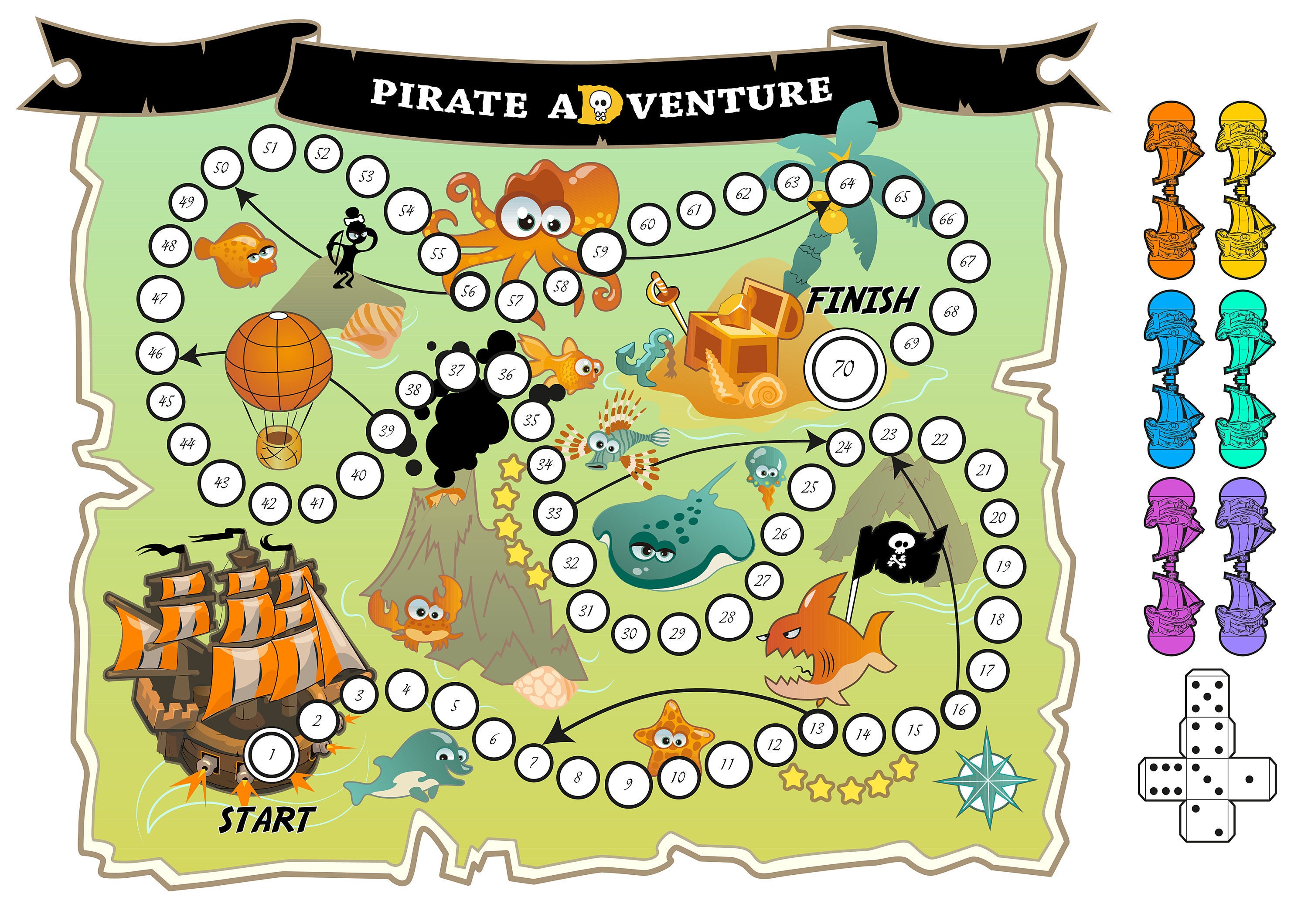 board game pirate adventure pirate map printable game diy etsy finland