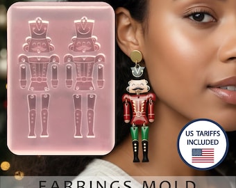 Nutcracker Earrings Mold, Xmas Jewelry Mold, Soldier Resin Form, Christmas Jewelry Shape, Nutcracker Resin Mold, Epoxy Resin Earrings Making