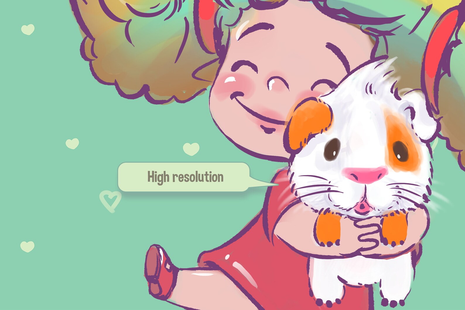 HUGS. Guinea Pigs Clipart. Boy & Girl With Cute Pets. Etsy