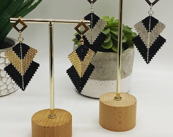 Large earrings in Miyuki pearl weaving and stainless steel findings