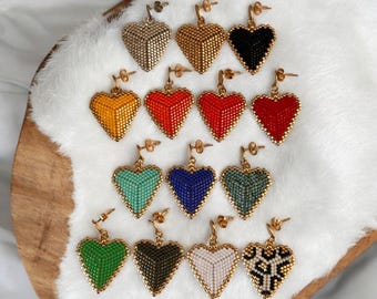 Miyuki beaded heart earrings