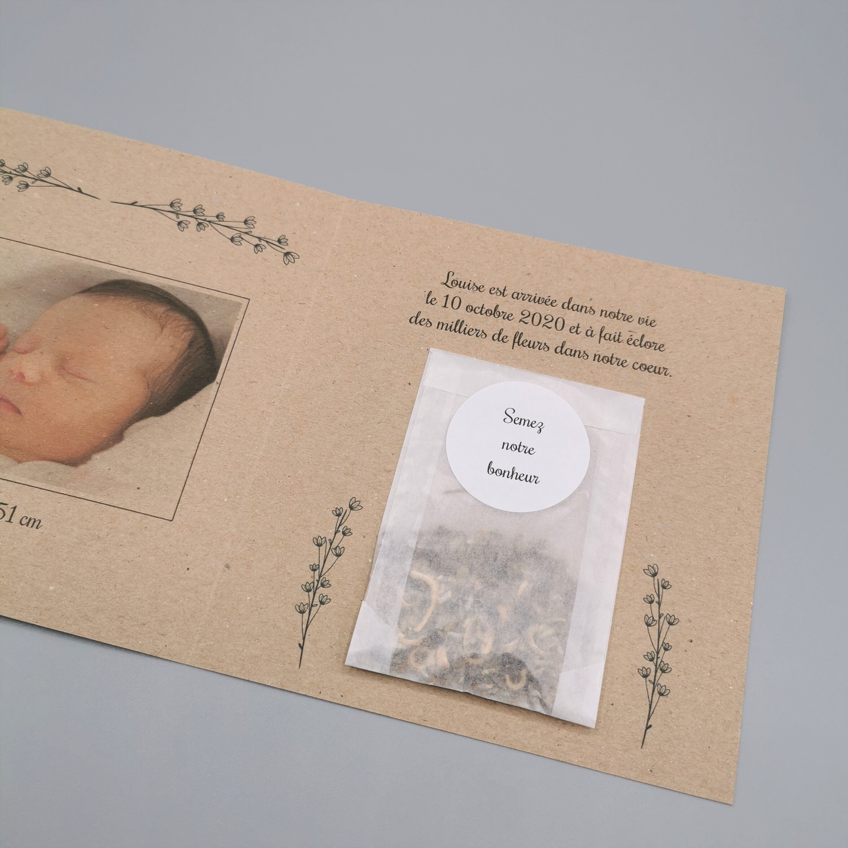 Faire-part Naissance avec graines a semer Personnalisés - Etsy France