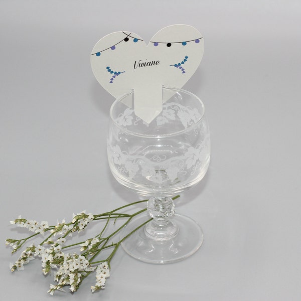 Personalized Heart Glass Edge Place Cards - Pack of 20