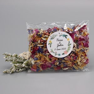 Personalized dried flower confetti - Pack of 10 - Wedding or other events.