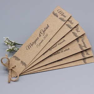 Menu éventail personnalisé - Mariage, Baptême ou autre événements.