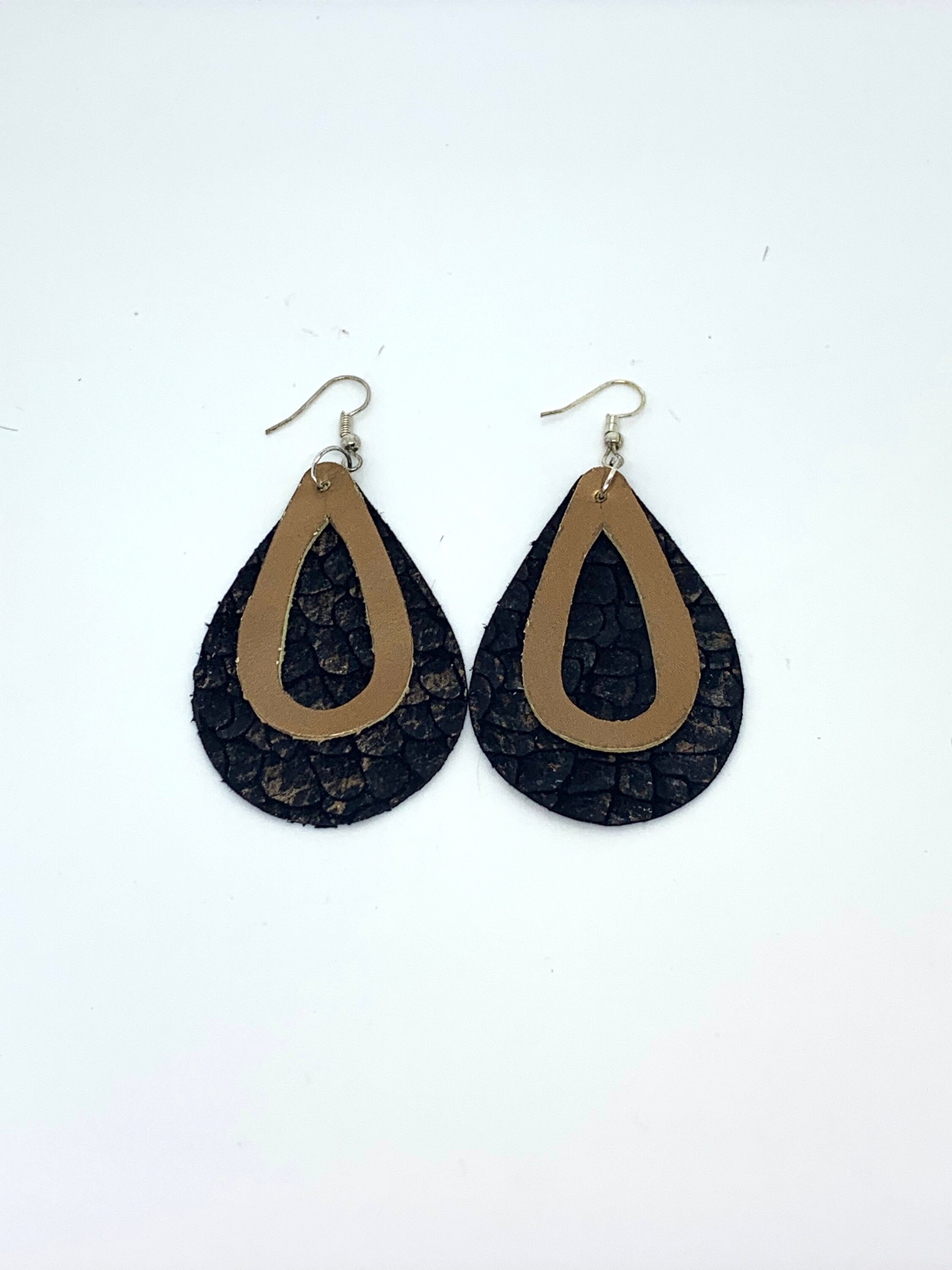 Cowhide Earrings Genuine Leather Earrings Caramel Cowhide Earrings