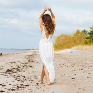 Open Back Greek Goddess Dress ~ Boho Wedding Dress ~ Tencel Dress for Women ~ Long Beach Dress ~ White Boho Ancient Style Dress /AURORA