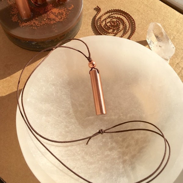 Pure Copper Orgone Energy Pendant ~ Real Orgonite filled tube Harmonizer Necklace ~ EMF Protection Amulet Wand Jewellery