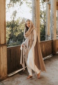 Warm Priestess Organic Cotton Hood Kaftan Shawl Cloak ~ Shamanic Cover Up Cape Ceremony Temple Long Coat ~ Burning Man Festival Wear /ASHIRA product logo