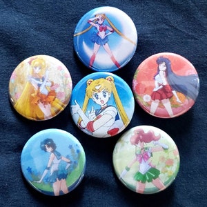 1.25" Sailor Moon Anime Pinback Buttons Set of 6 #159
