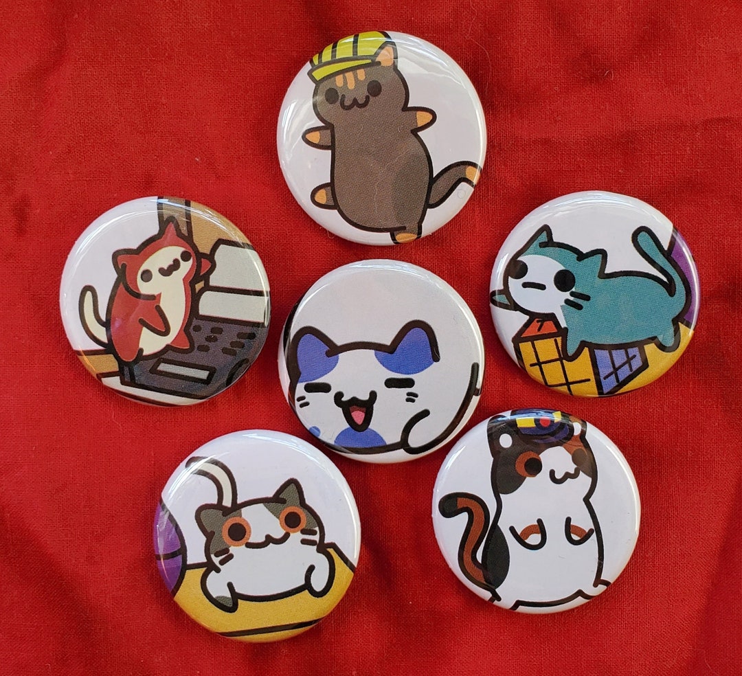 1.25 Cute Cartoon Klepto Cats Pinback Buttons Set of 6 - Etsy