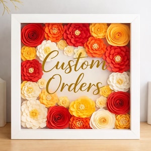 Custom Floral Shadow Box Frame | Personalized Paper Flower Name Sign, Nursery Decor