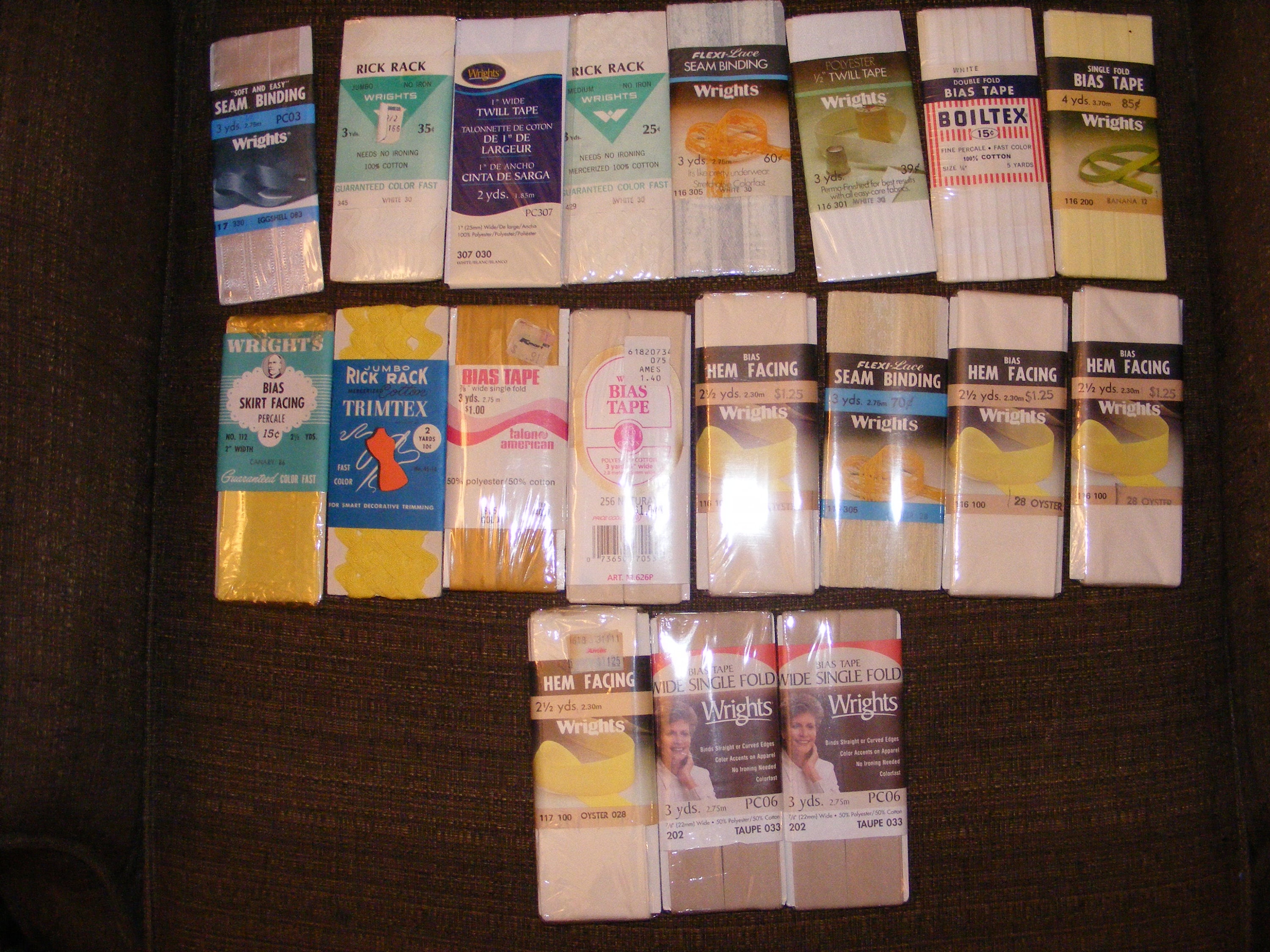 Vintage Bias Tape Hem Facing Rick Rack Seam Binding 1/2 to 2 Wide, Many