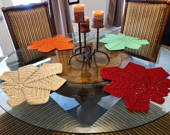 Autumn Leaf Crochet Placemat, Thanksgiving Placemat, Thanksgiving decoration, Fall Placemat, Fall Decoration, Handmade Placemat, Holiday