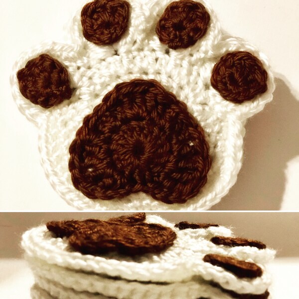 Crochet Paw Print Coaster Set of 4