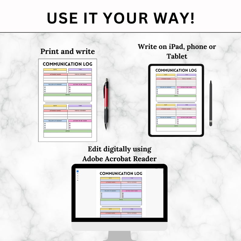Printable Communication Log | Teacher Communication Log | Communication History | Meeting Notes ...