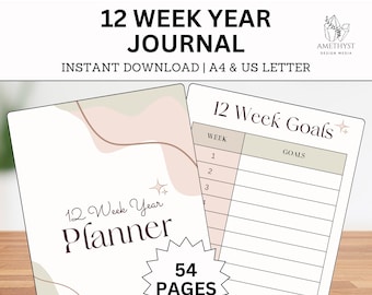 12 Week Year Planner | 12 Week Sprint Planner | Productivity Template | 90 Day Planner | Instant Download Pdf | Quarterly Goal Setting