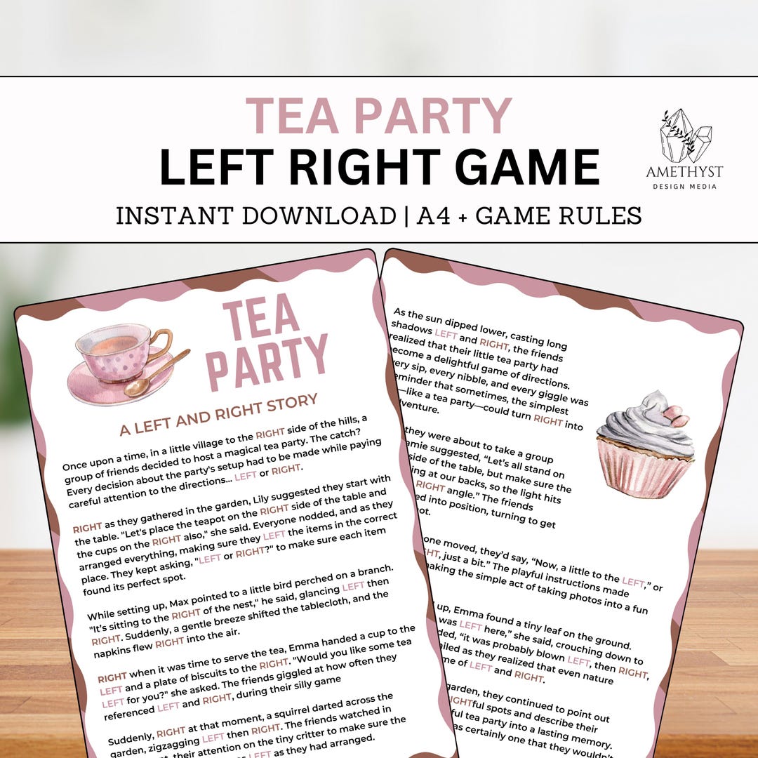Left or Right Tea Party Game, Fun Printable Tea Games, Pass the Prize ...