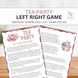 Left or Right Tea Party Game, Fun Printable Tea Games, Pass the Prize Activities for Adults and Kids