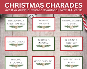 Christmas Charades Game Printable, Holiday Party Activity for Family ...