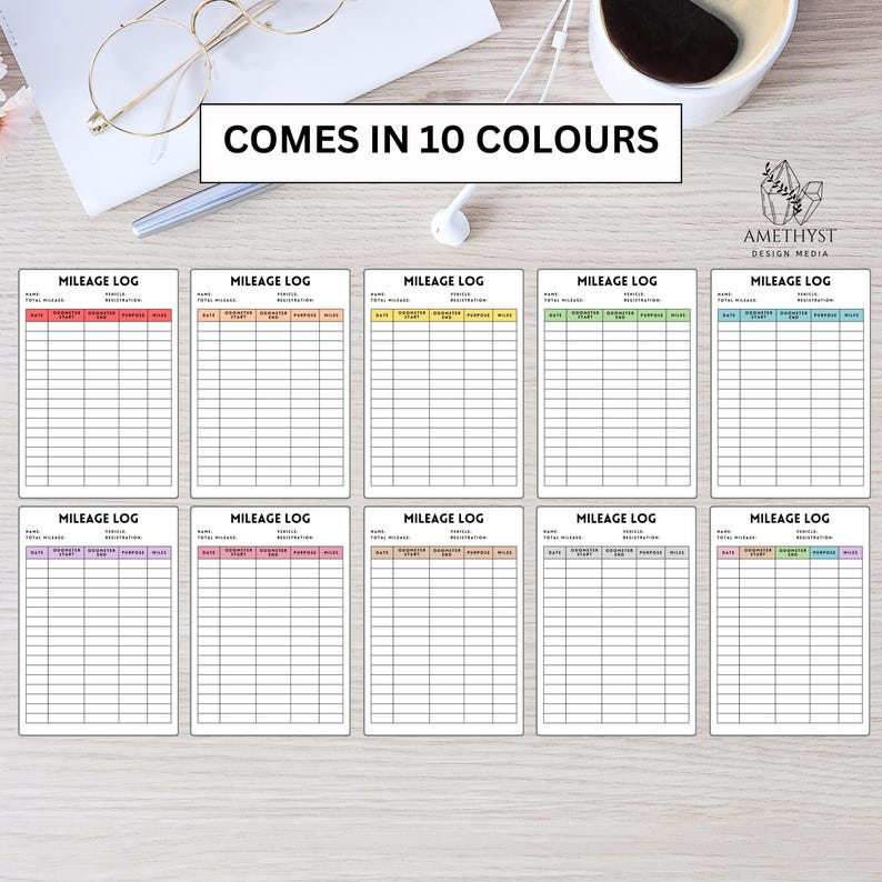 Mileage Tracker Printable | Monthly Mileage Report Form | Miles Log ...