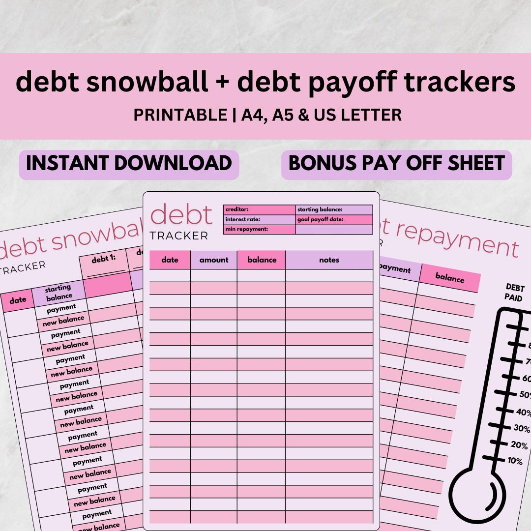 Debt Tracker, Debt Snowball, Debt Payoff Tracker, Snowball Spreadsheet ...