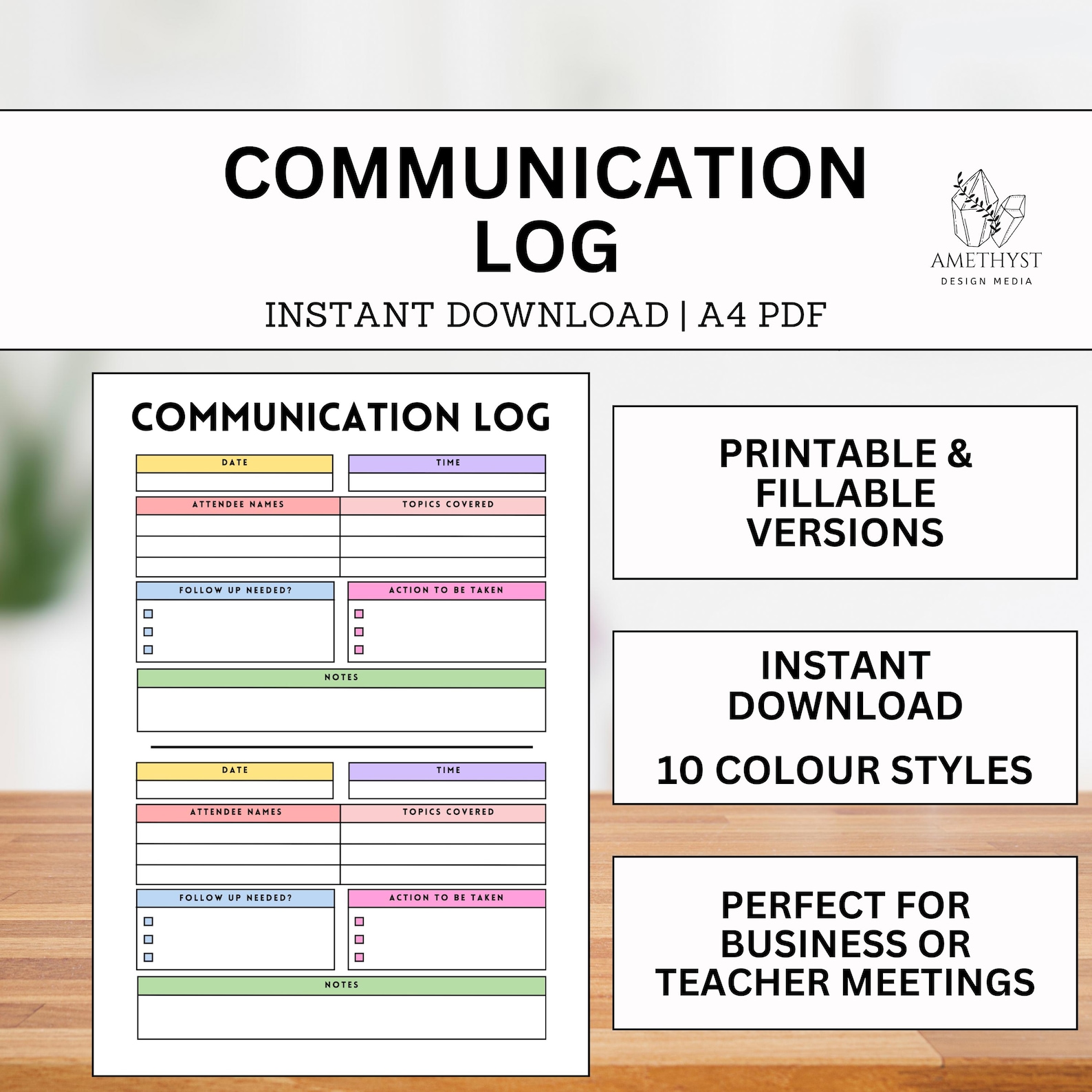Printable Communication Log | Teacher Communication Log | Communication ...