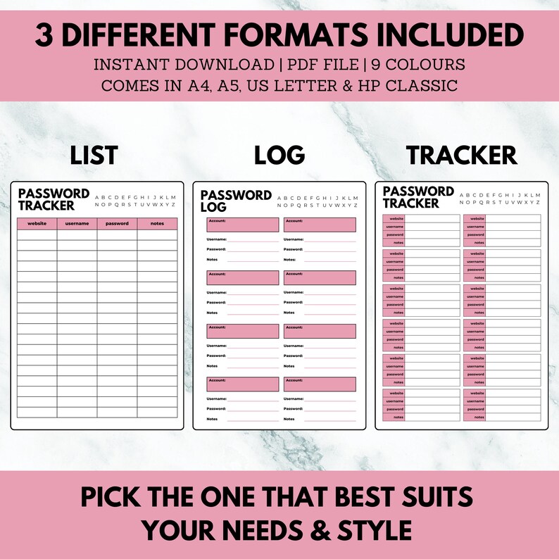 Password Tracker Bundle Printable | Password Log | Password Keeper ...