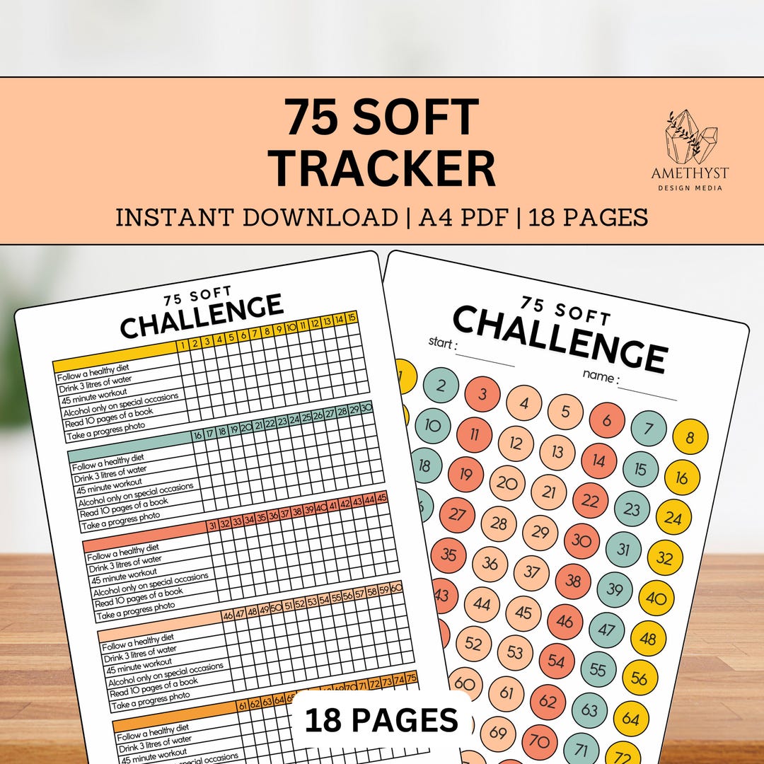 75 Soft Challenge Tracker | Fitness & Health Journal | Daily 75 Soft ...
