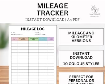 Mileage Tracker Printable | Monthly Mileage Report Form | Miles Log | Work Mileage | Mileage Tracking | Kilometer Tracker