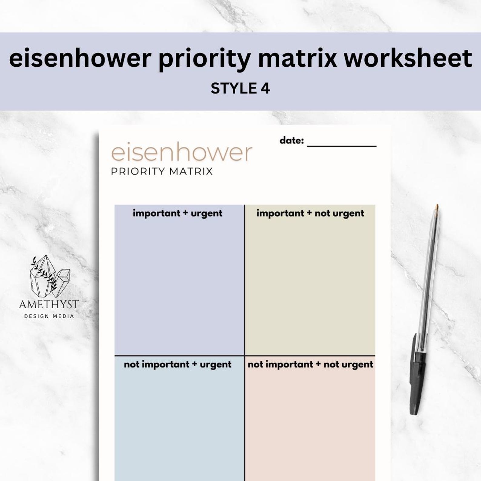 Eisenhower Matrix Printable, Priority Matrix, Time Management, Decision ...