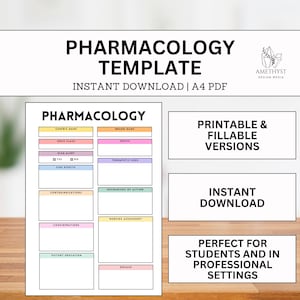 Pharmacology Template | Nursing School Templates | Nurse Study Guide | Student Flash Cards | Dosage Sheets | Nursing Pocket Guide
