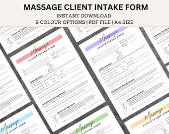 Massage Therapist Forms | Massage Consultation Form | Canva Template | Lymphatic Massage Forms | Massage Therapy Form | Massage Intake Form