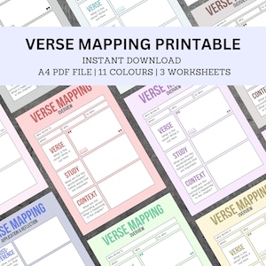 Verse Mapping Printable PDF - Bible Study, Verse Mapping Journal, Scripture Study, Prayer, Devotional Journal, Scripture Mapping, Faith