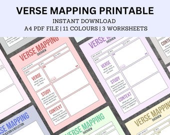 Verse Mapping Printable PDF - Bible Study, Verse Mapping Journal, Scripture Study, Prayer, Devotional Journal, Scripture Mapping, Faith