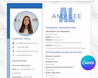 Sorority Resume Template | Sorority Cover Letter | Sorority Recruitment | Professional Resume | Instant Download | Blue Sorority