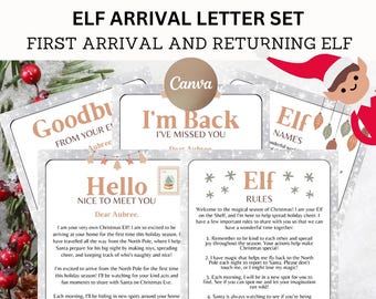 Bearbeitbarer Elfen-Ankunftsbuchstabe | Elfe Ankunft Brief Set | Elfe Buchstabe | Weihnachtself | Elfe Rückbrief | Elfe Printable | Neutrale Weihnachten