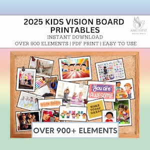 Vision Board Printables | 2025 | Kids | Vision Board Kit | Vision Board Template | Vision Board Party | Vision Board Template
