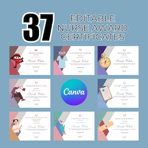 Funny Nursing Award Certificates Editable In Canva | Funny Rn Appreciation Award | Funny Superlatives | Funny Work Award | Nursing Awards