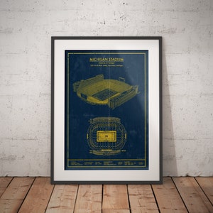 Michigan Stadium Blueprint - Vintage College Football Print