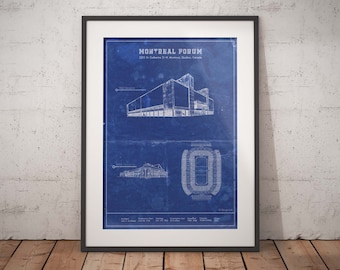 Montreal Forum Blueprint - Vintage Quebec Hockey Decor Print