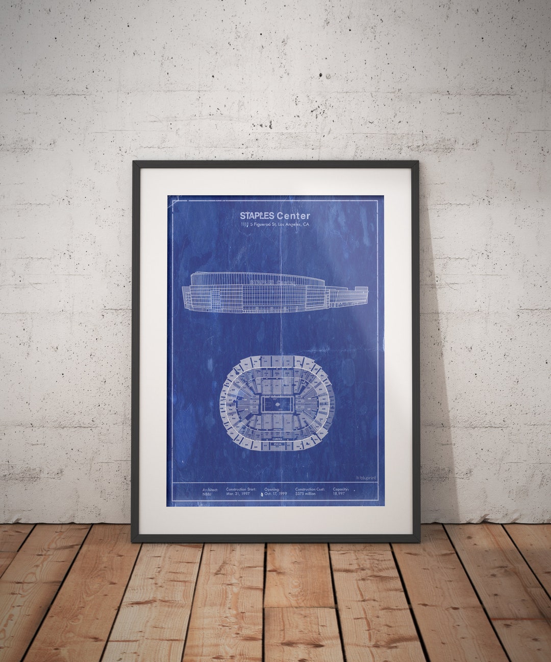 Los Angeles Staples Center Blueprint Art. Sizes 5x7 to 24x36 Etsy
