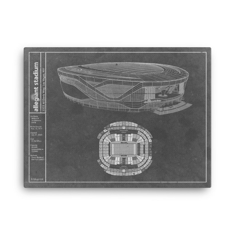 Las Vegas Allegiant Stadium blueprint art. Sizes 5x7 to 24x36 Etsy