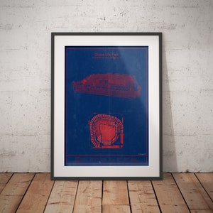 Texas Rangers Globe Life Park Blueprint - Vintage Arlington Baseball Decor and christmas gifts for him.