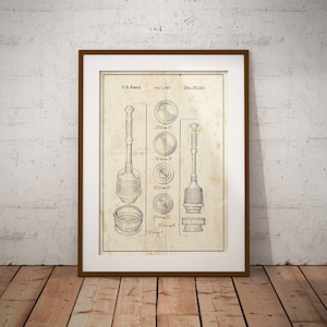 Bathroom Toilet Plunger Patent Art - Vintage Bathroom Decor Print
