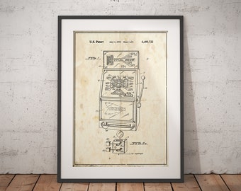 Slot Machine Patent Print - Vintage Game Room Art Decor