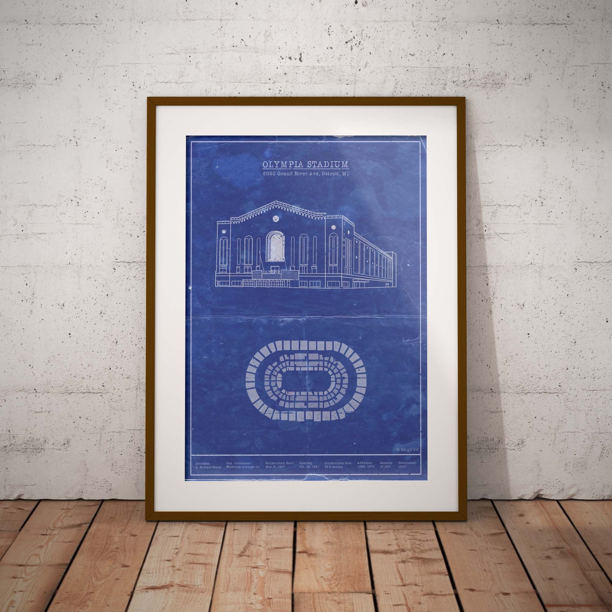 Detroit Michigan Olympia Stadium Blueprint Art. Sizes 5x7 to | Etsy