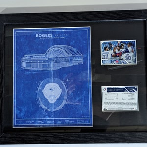 Blue Jays de Toronto Rogers Centre Sportscard Plan directeur Carte de sport encadrée et cadeaux pour les fans de baseball.