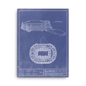 Colorado Pepsi Center Arena Blueprint Art. Sizes 5x7 to 24x36 Framed ...