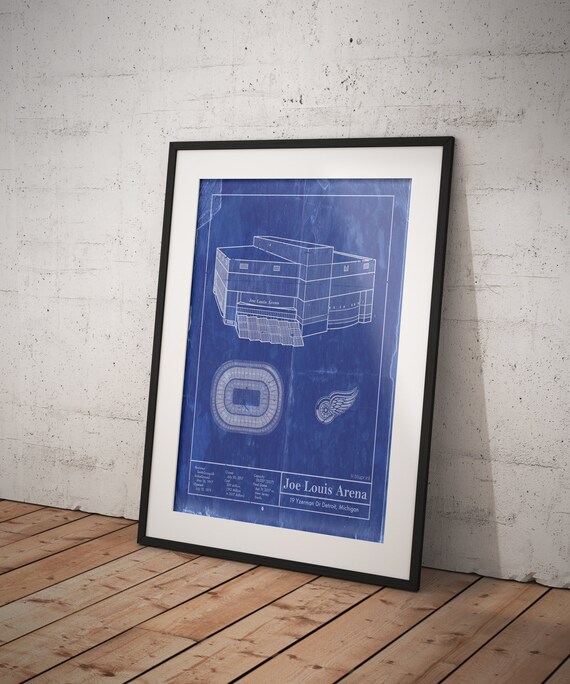 Joe Louis Arena Blueprint Detroit Red Wings 5x7 To 24x26 With Etsy